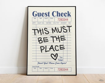 Trendy Guest Check Poster . Shipped Wall Art . Ultra High Resolution Retro Wall Décor . This Must Be The Place Art Print . KP0126