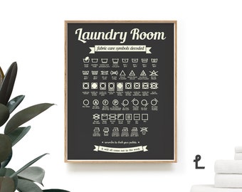Laundry Care Sign . Laundry Room Decor . Laundry Care Symbols . Laundry Room Art . Laundry Room Sign . KP0090
