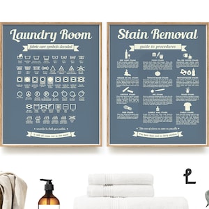 Laundry Symbols Chart and Stain Removal Guide Art Print