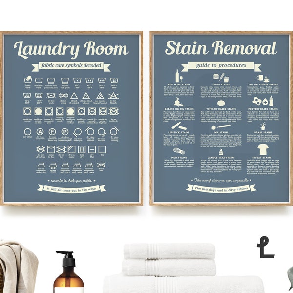 Laundry Symbols Chart and Stain Removal Guide Art Print