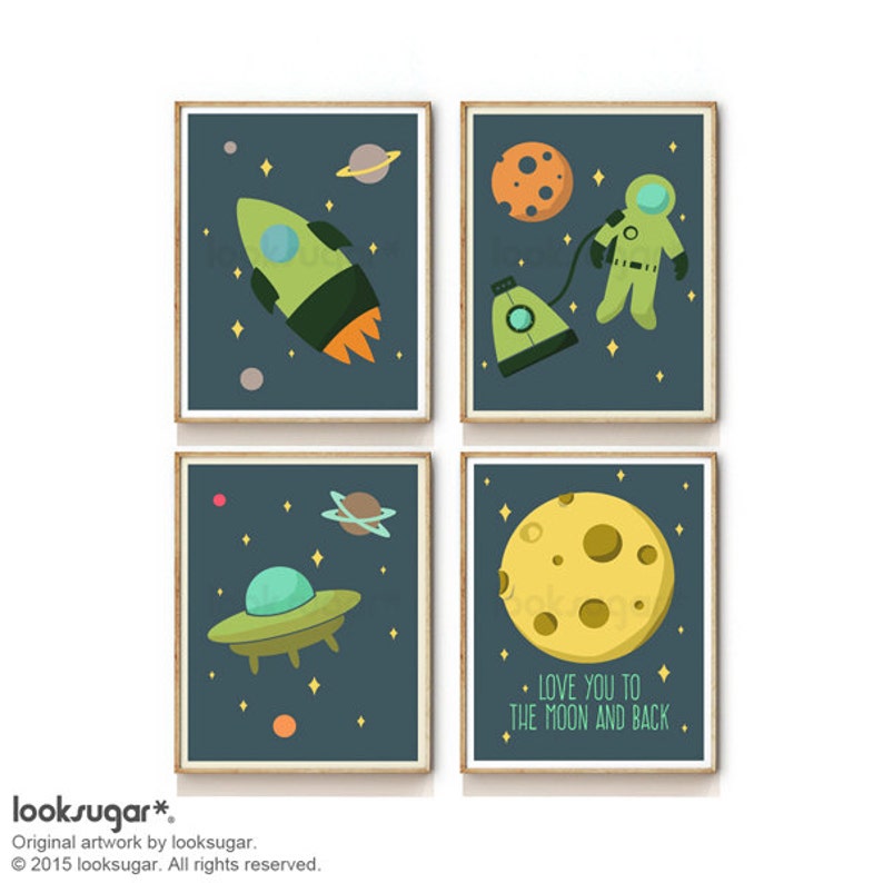 Kids Wall Art . Outer Space Art or Any 4 Prints . Baby Nursery Etsy