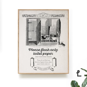 Vintage Style Toilet Sign - Paper & Natural Waste Only Bathroom Sign - Sensitive Plumbing, No Sanitary Products - Septic System - KP-0118