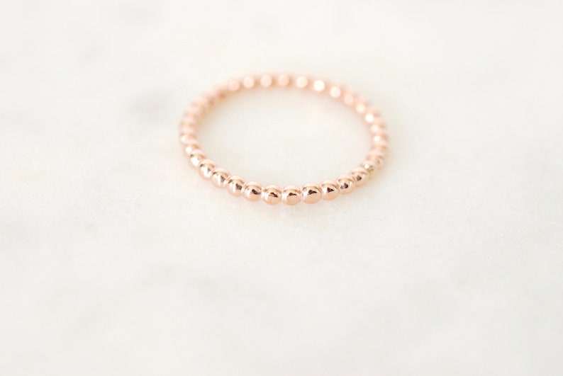 Thick Rose Gold Beaded Stacking Rings Beaded Ring Thick Etsy