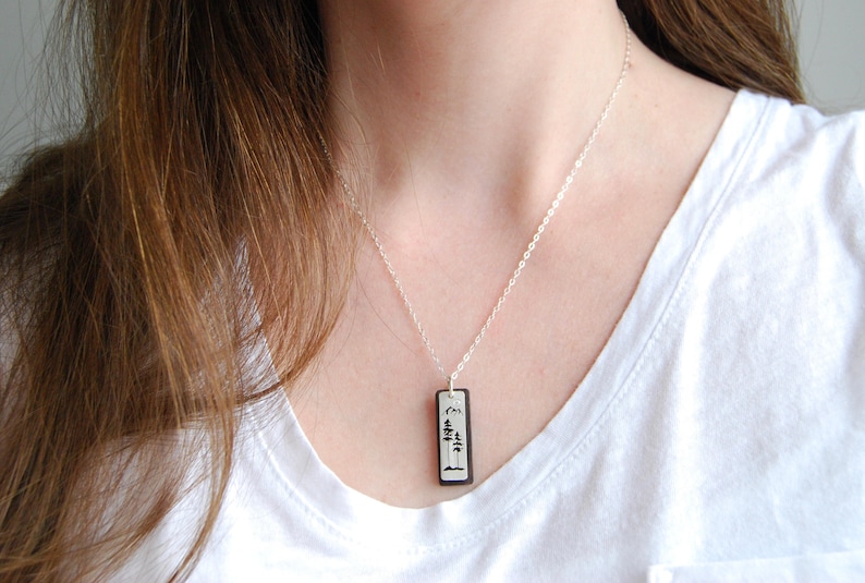 Wood and Silver Necklace West Coast Jewelry Wood Necklace Spruce Tree Mountian Jewelry Sitka Tree Tree Necklace Wooden Tree Pendant