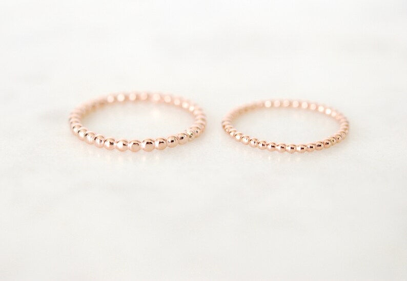 Thick Rose Gold Beaded Stacking Rings Beaded Ring Thick Etsy