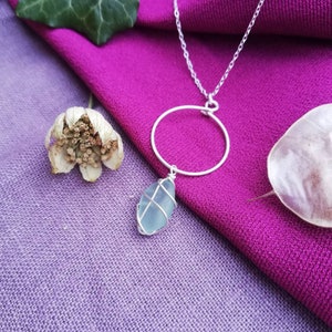 PALE BLUE // Silver Drop Hoop Collar / Rois Scottish Sea Glass