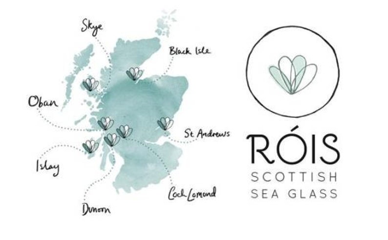 ISLE OF HARRIS Pale Blue Gold Necklace Rois Scottish Sea Glass
