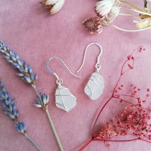CHOOSE LOCATION // Frosted white sea glass earrings /Recycled Sterling Silver earrings / Scotland / Rois Scottish Sea Glass