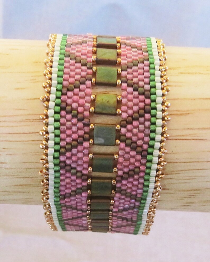 Seed Bead Cuff Bracelet Woven Seed Bead Cuff Bracelet Pink Etsy