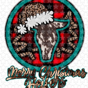 Sublimation & htv transfers merry Christmas heifers cowhide