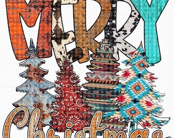 Sublimation & htv transfers Western Merry Christmas
