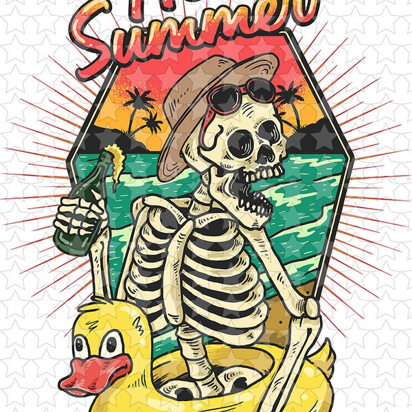 Sublimation & htv transfers Hello summer funny skeleton