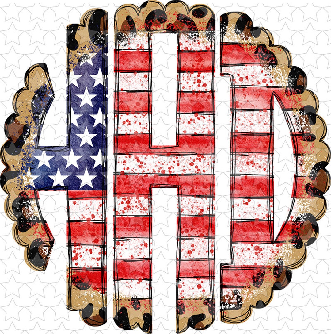 Sublimation & Htv Transfers Leoapard Flag Monogram - Etsy