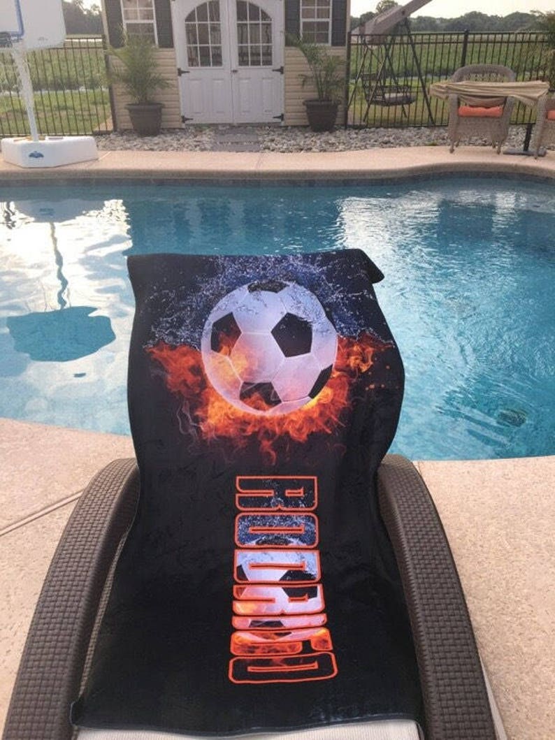 Personalized Soccer Beach Towel Soccer gift Football towel Etsy