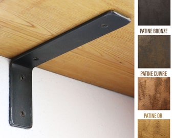 Soporte de pared de acero (patina a su elección) para estante estilo industrial / soporte para decoración industrial / 100% hecho a mano