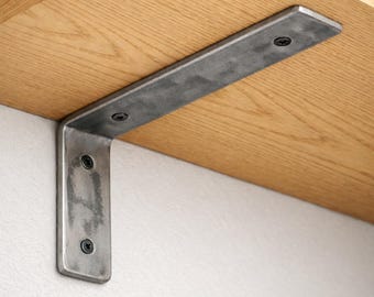 Équerre murale en acier brut pour étagère style industriel / équerre métal classique ou équerre inversée / Déco industrielle / Fait-main