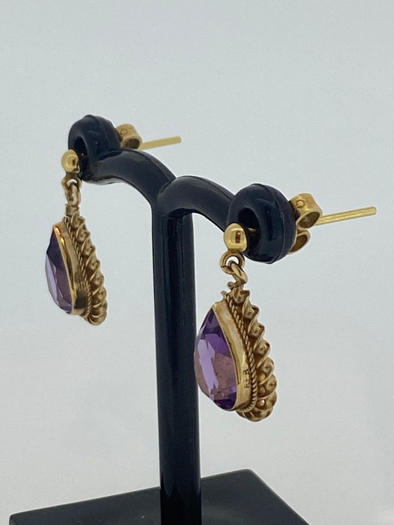 Amethyst Vintage Drop Earrings, Pear Cut Amethyst… - image 6