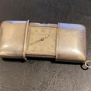 An Art-Deco c1925 Movado 935 Silver Chronometer Swiss Travel Clock