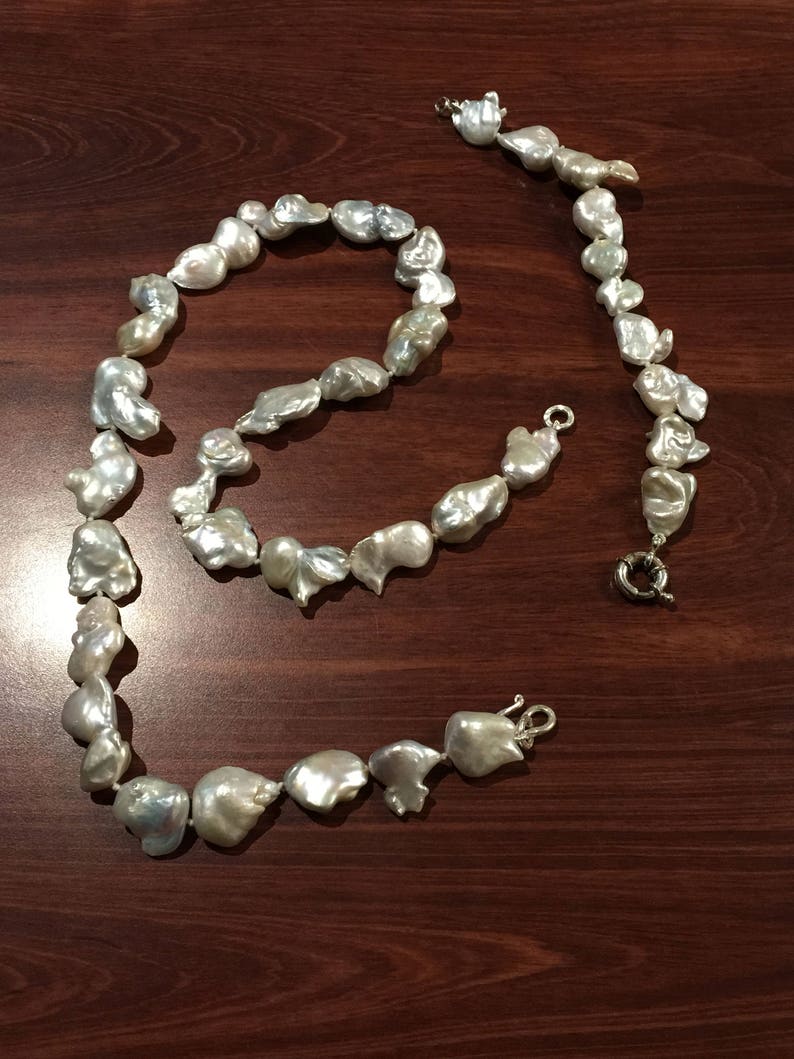 An Impressive Lustrous Baroque Freeform/keshi Pearl Necklace Etsy