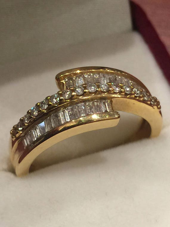 Baguette Cut Diamond Dress Ring in 18K Yellow Gold. - Etsy