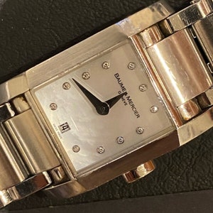Baume & Mercier “Hampton" Steel Quartz MOP and Diamond Dial Ladies Watch 65488