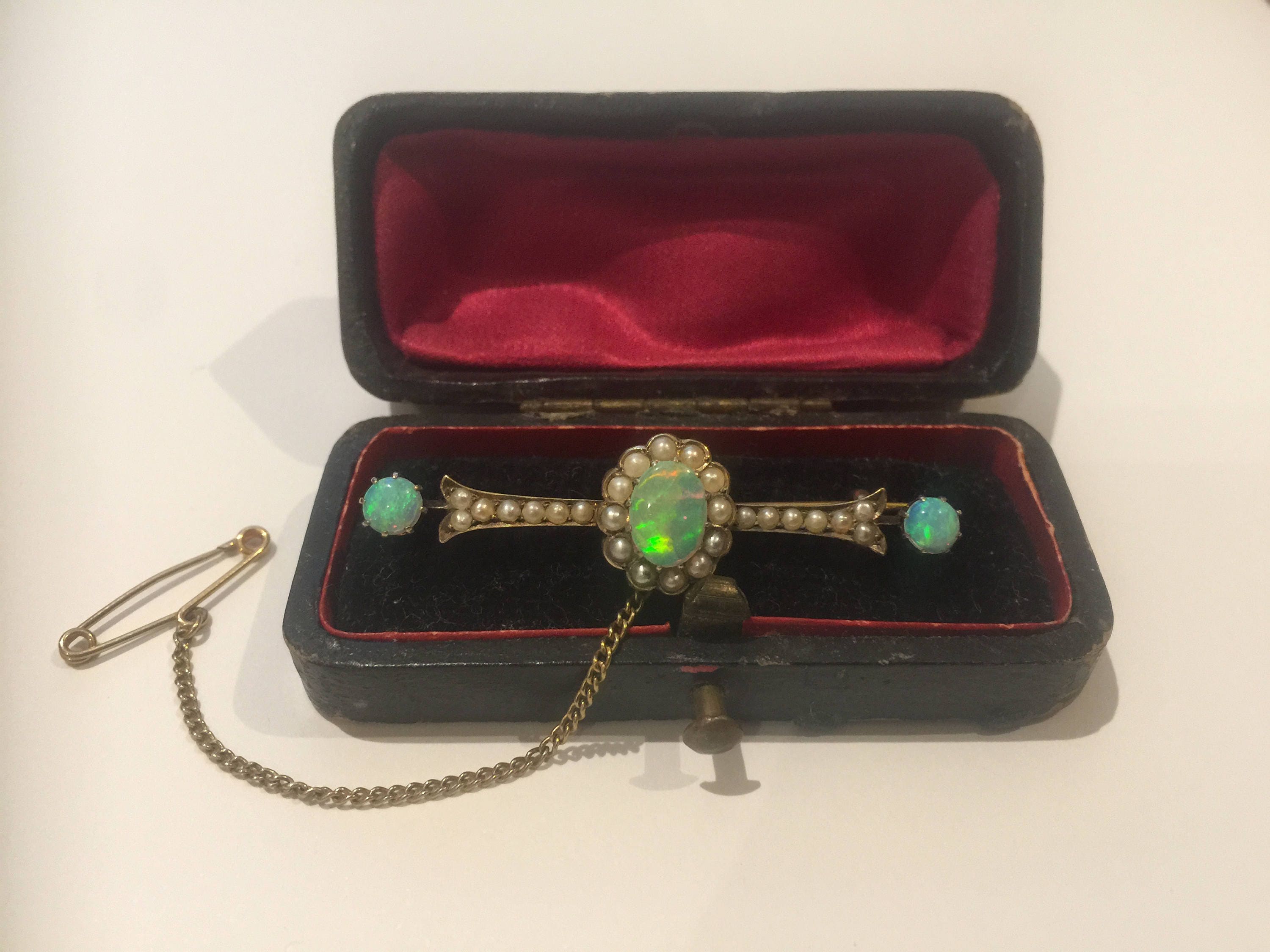 Edwardian Flash Opal 15K Gold and Pearl Brooch With Valuation. - Etsy