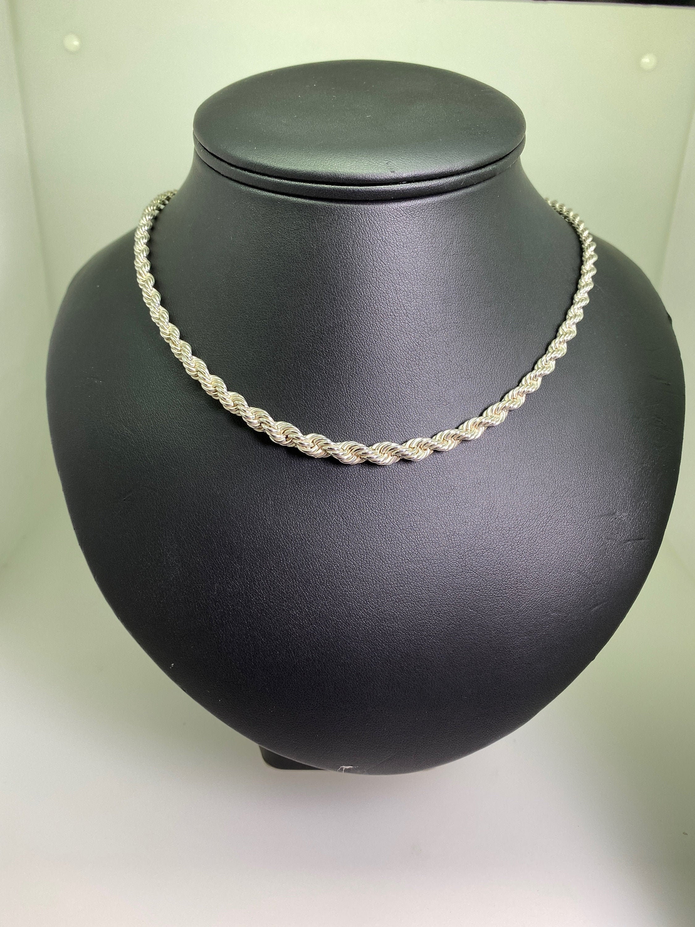 925 Sterling Silver Twisted Rope Chain Necklace 50cm Etsy