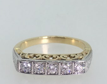 5-Stone Diamond Half Hoop Ring/Band in Platinum & 18ct Yellow Gold