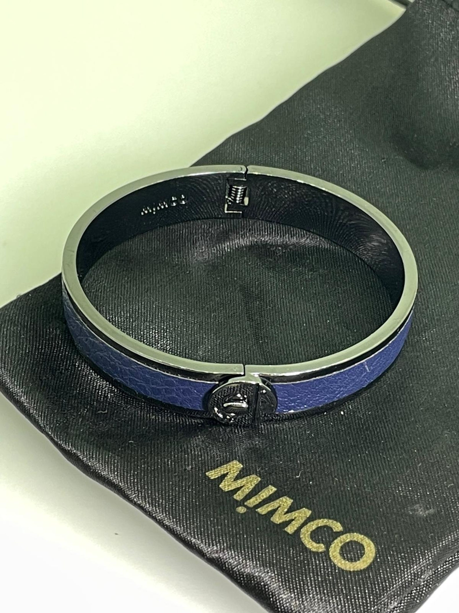 Mimco Blue Leather & S/steel Hinged Bangle in Mimco Pouch - Etsy