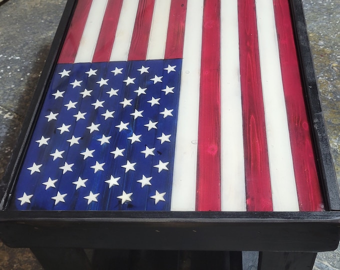 Vintage American Flag coffee table ready now!