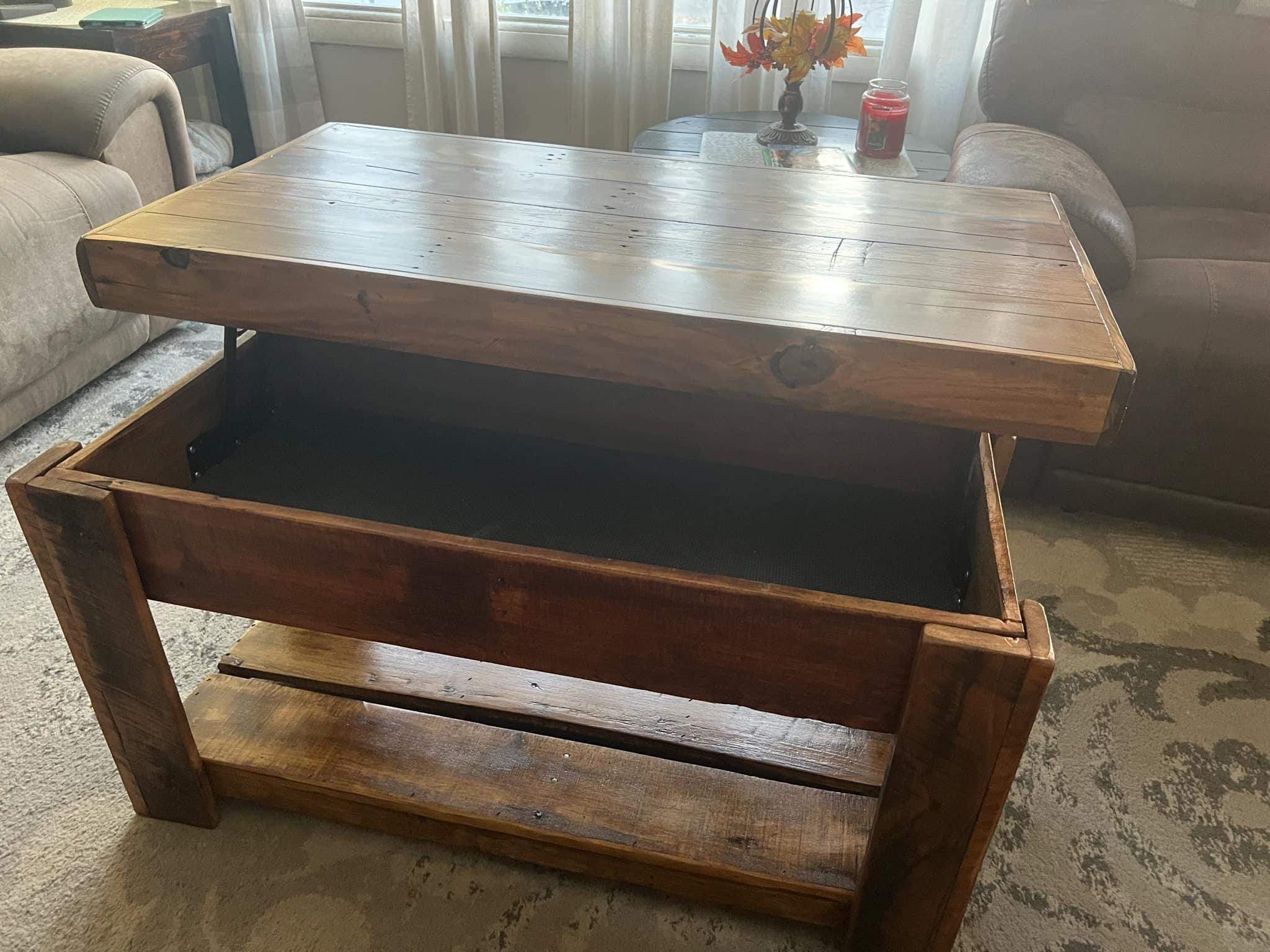 View of Reclaimed Wood Coffee Table - Etsy