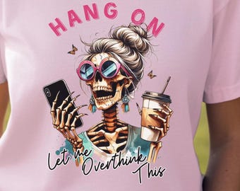 Spooky Coffee Skeleton PNG: Funny Halloween T-Shirt Design (Digital Download