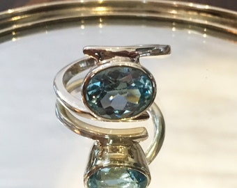 Stunning Blue Topaz + Sterling Silver Ring  | Size 7