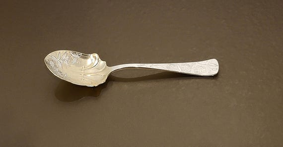 Antique Hand Engraved Sugar Spoon by Towle Sterling Silver circa 1895