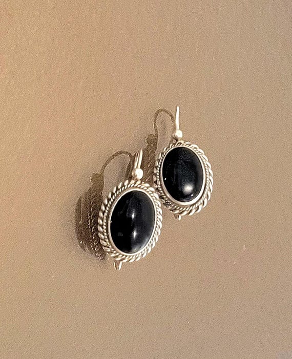 Sterling Silver and Onyx Earrings