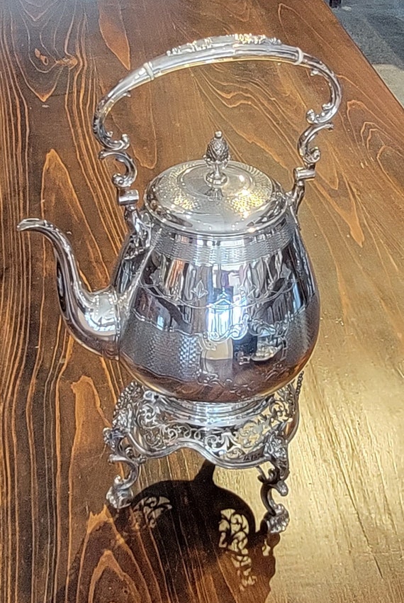 English Silver Tilting Hot Water Kettle