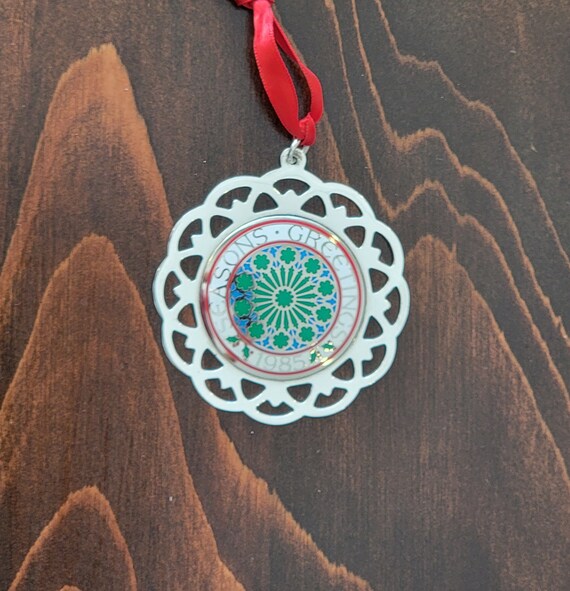 Sterling Silver & Enamel by Lunt 1985 Seasons Greetings Ornament