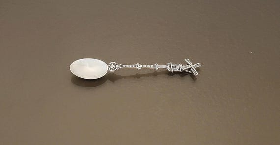 Antique Dutch Windmill Sterling Silver Souvenir Spoon – 4 1/2” – Figural Holland Mill