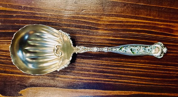 Dresden by Whiting Enamel Sterling Berry Spoon