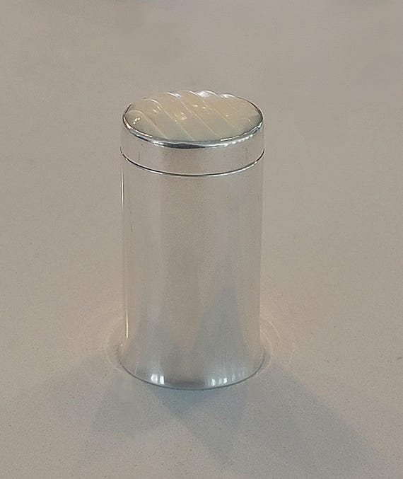 Vintage Sterling Silver & Guilloché White Enamel Pill Box / Vesta Case – Oval Hinged Pocket Box – Minimalist