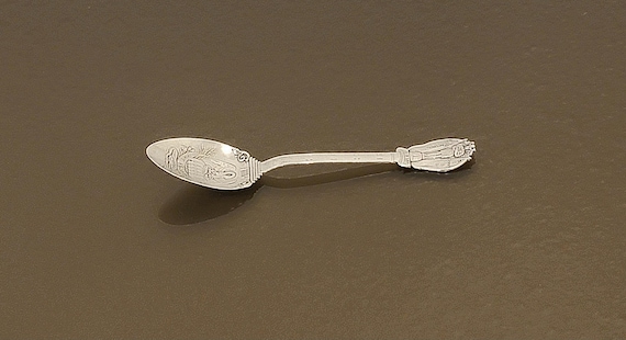 Antique 1891 A.M. Hill Sterling New Orleans Souvenir Spoon – 4-1/8" – Pelican State Seal – Collectible Sterling Silver Spoon