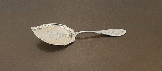 Hand Engraved Ice Cream Server - Honeysuckle by Whiting Sterling Silver 8-5/8"