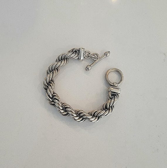 Sterling Silver Thick Twisted Rope Chain Bracelet 7"