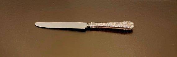 Dinner Knife - New French Style Blade - Repousse by S. Kirk & Son Sterling Silver Handle