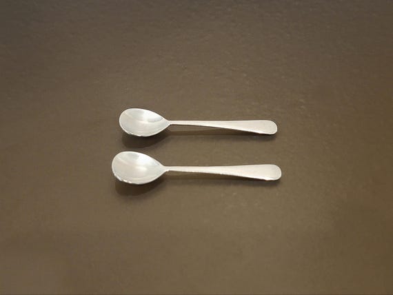 Vintage Sterling Silver Salt Spoons – Set of 2 – 2 7/8" – Marked STERLING – Classic Minimalist Design