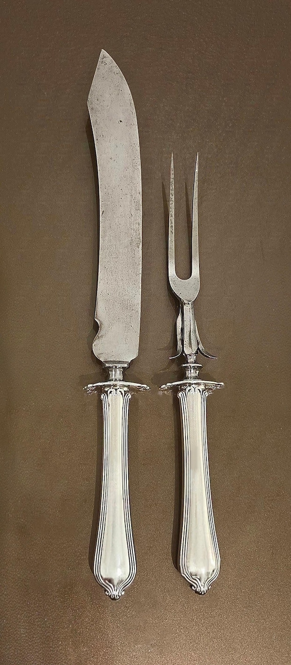 Towle Paul Revere Sterling Silver Large Roast Carving Set 15” Knife 11.5” Fork 2 Pc