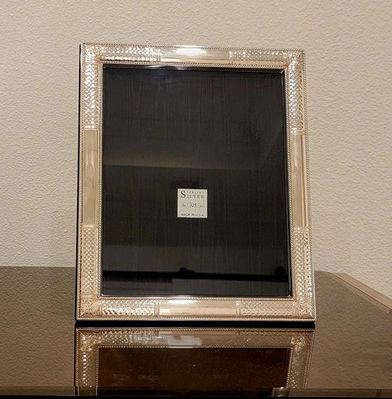 Sterling Silver Picture Frame 8 x 10 Hammered with Rosettes