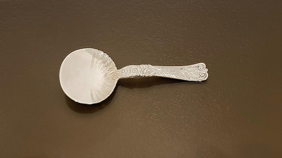 Antique Gorham Sterling Bon Bon Spoon – Pattern 413 – Ornate Aesthetic Movement Fluted Bowl – Monogrammed – 5-3/8"