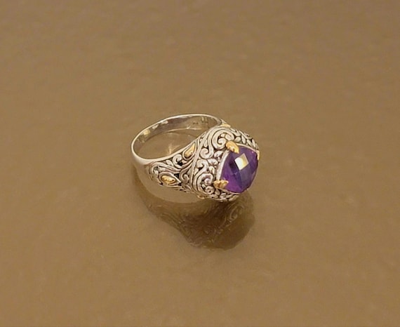 Amethyst Sterling Silver and 18k Gold Ring