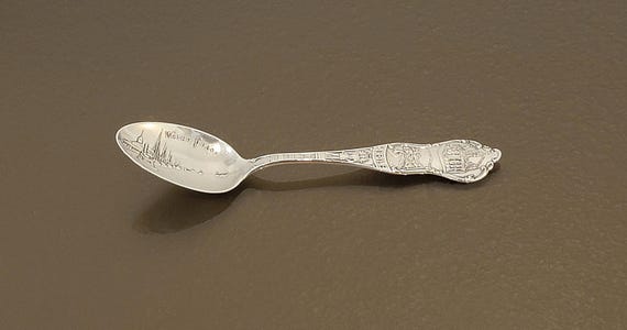 Vintage Mobile Alabama Sterling Souvenir Spoon – 5-7/8" – Shepard Mfg. – Etched Waterfront Scene